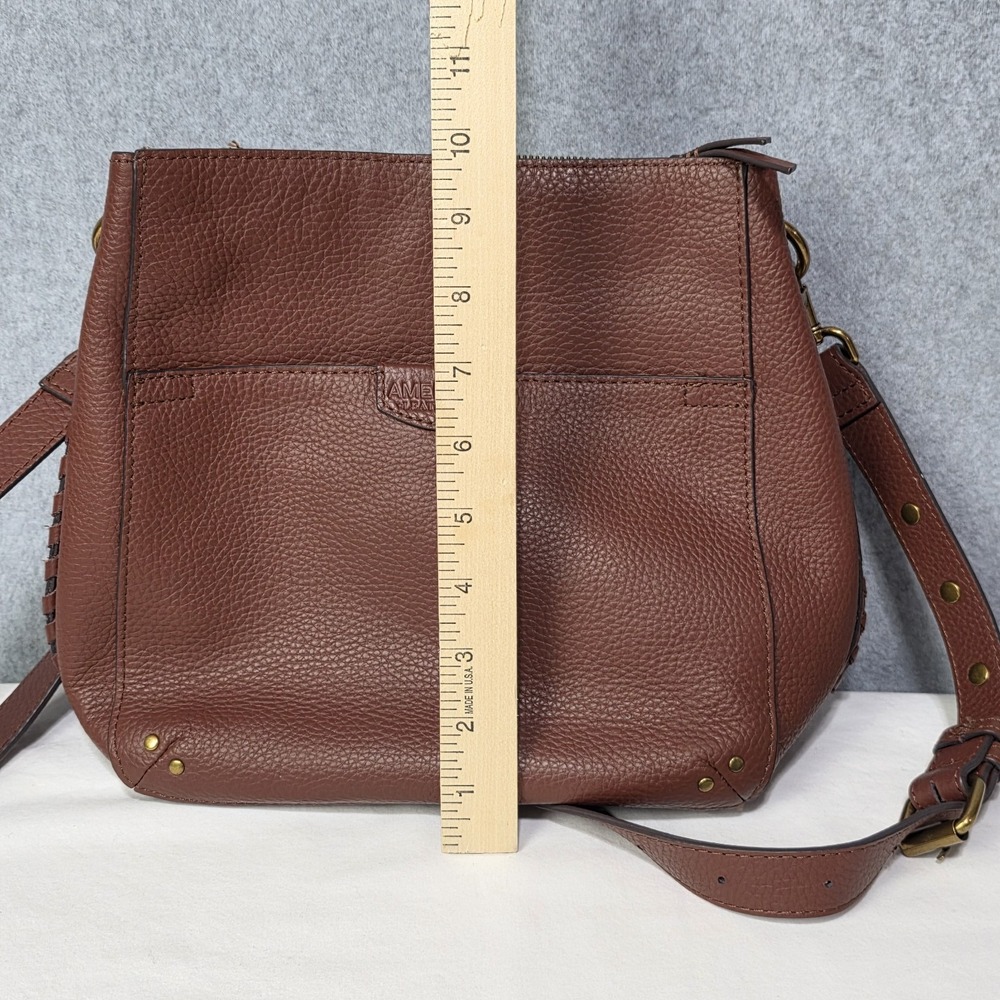 American Leather Co Luca Triple Entry Crossbody Purse Brown - Picture 13 of 16